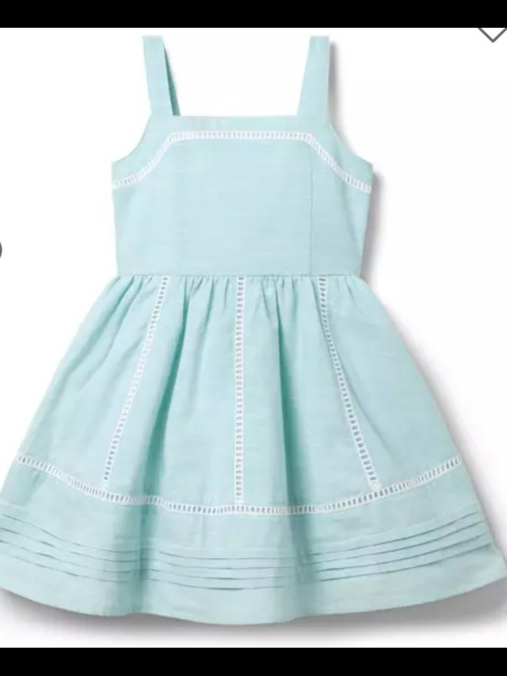 Janie and Jack Girls Blue Chambray Sleeveless Dress with Ladder Lace Trim Sz 10